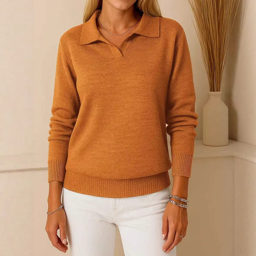 Damen hochwertiger Pullover im Polo-Stil Drune