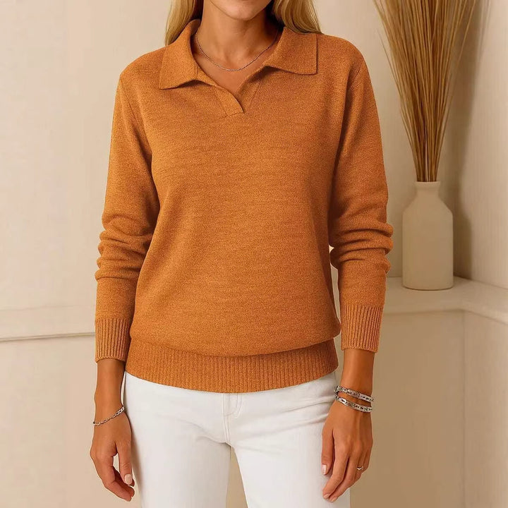 Damen hochwertiger Pullover im Polo-Stil Drune