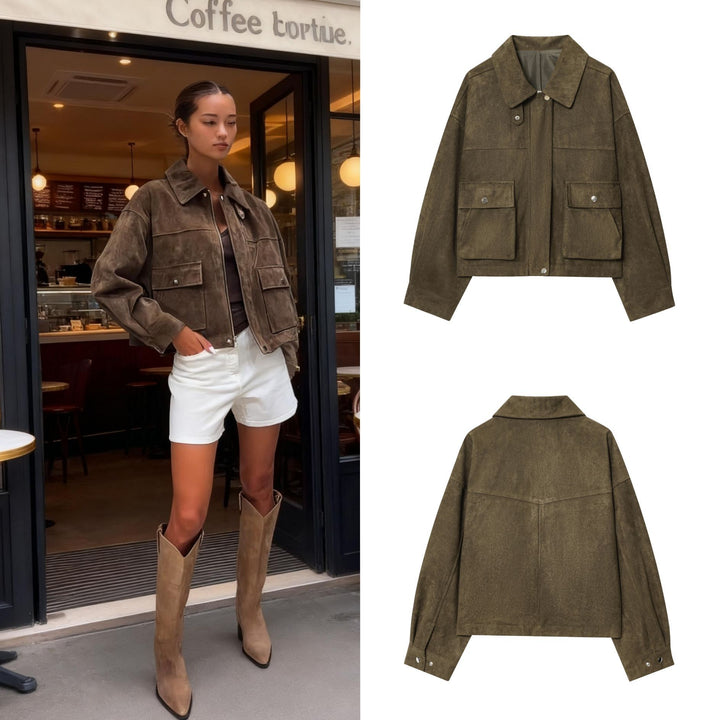 Damen modische Utility-Jacke mit praktischen Taschen Drune