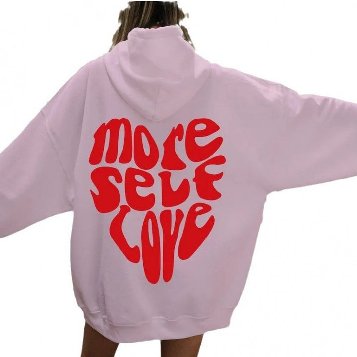 Damen oversized Kapuzenpullover mit kreativem Herzmotiv Drune