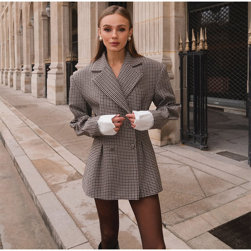 Damen taillierte karierte Blazerjacke Drune