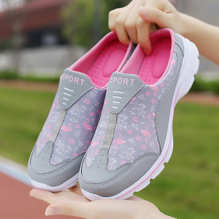 Damen nan Schlupf-Sneaker mit Flamingo-Motiv, elastischem Einstieg und gedämpfter EVA-Sohle Drune