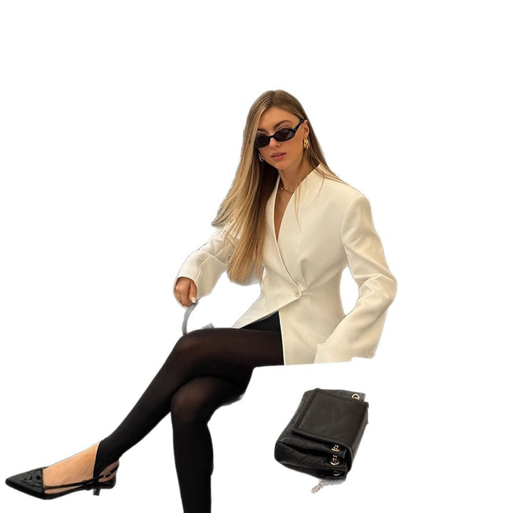 Damen Elegante Wickelblazerjacke mit strukturiertem Design Drune