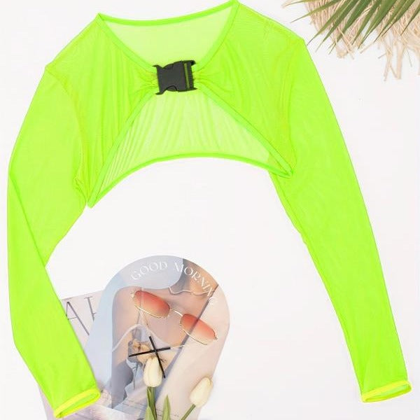 Damen Modischer Mesh-Oberteil mit langer Arm Drune