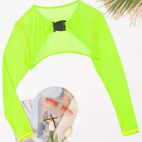 Damen Modischer Mesh-Oberteil mit langer Arm Drune