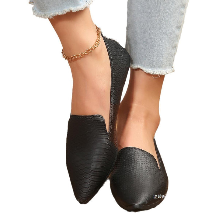 Damen nan flexible Keil‑Loafer mit Krokoprägung und spitzer Zehenpartie Drune
