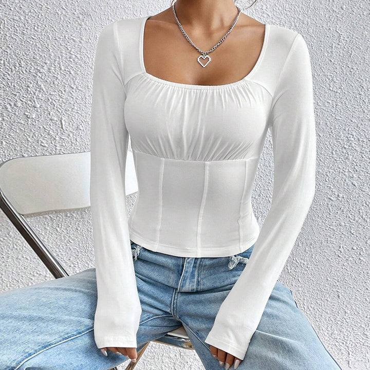 Damen Langarmshirt mit quadratischem Ausschnitt und figurschmeichelndem Design Drune