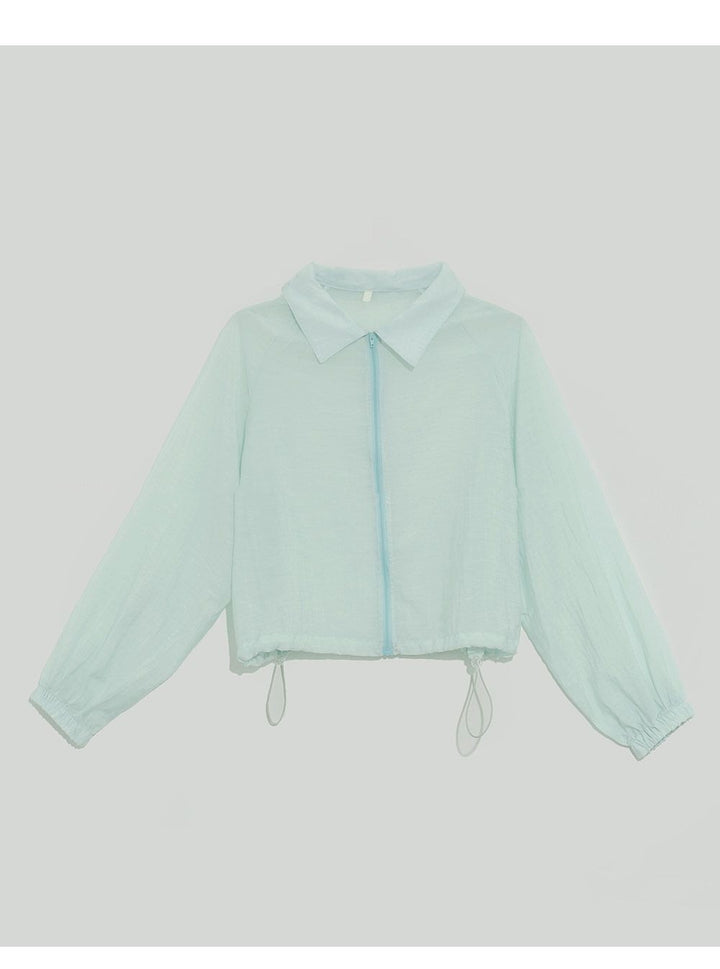 Damen modische cropped Windjacke mit Kordelzug Drune