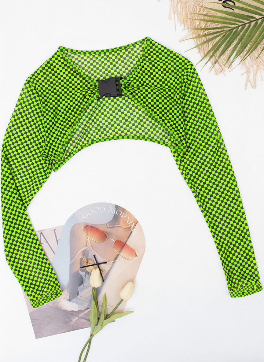 Damen Einteiler Badeanzug mit modischem Cut-Out und langen Ärmeln Drune