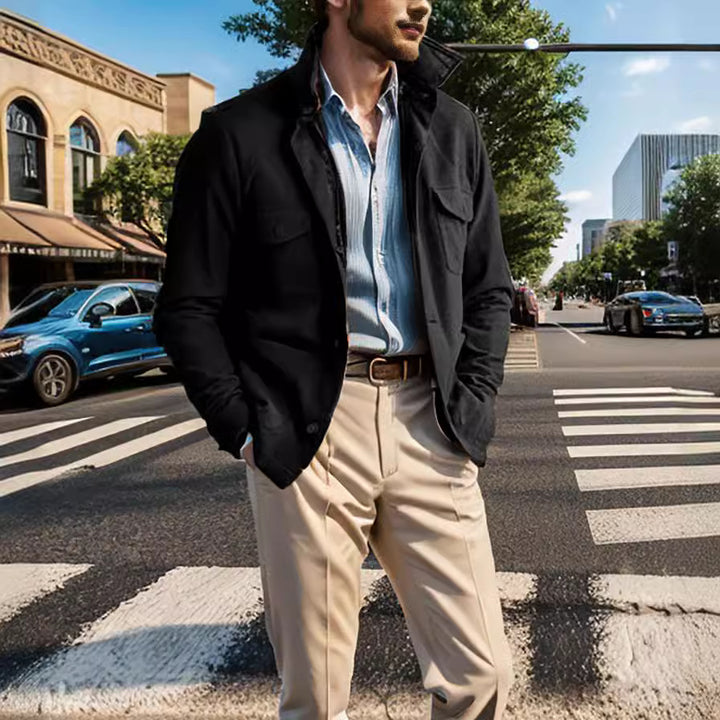 Herren lässige Steppjacke mit hohen Taschen Drune