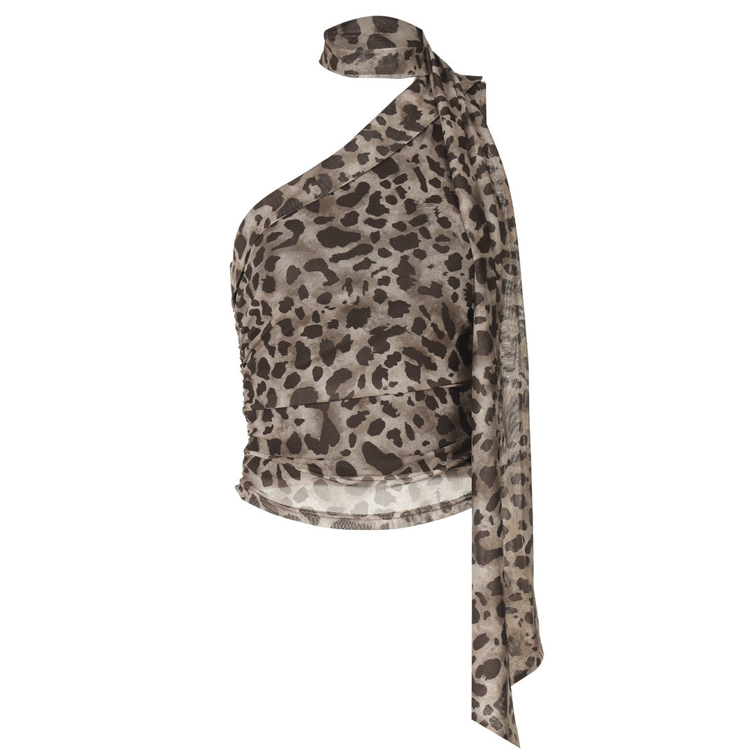 Damen Oberteil mit asymmetrischem Schnitt und stilvollem Leopardenmuster Drune