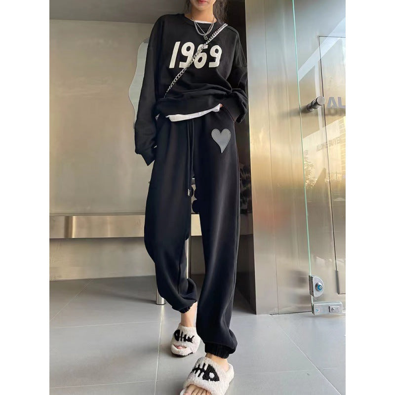 Damen Lässiger Sweatshirt und Jogginghose Set Drune