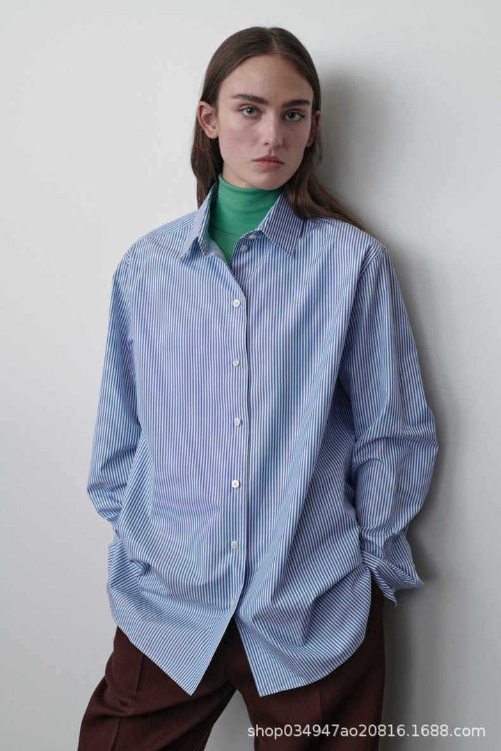 Damen Gestreifte Hemdbluse im modernen Oversize-Schnitt Drune