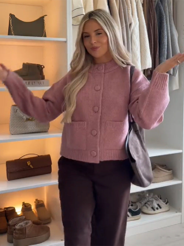Damen Strickjacke mit übergroßem Schnitt und Knopfdetails Drune