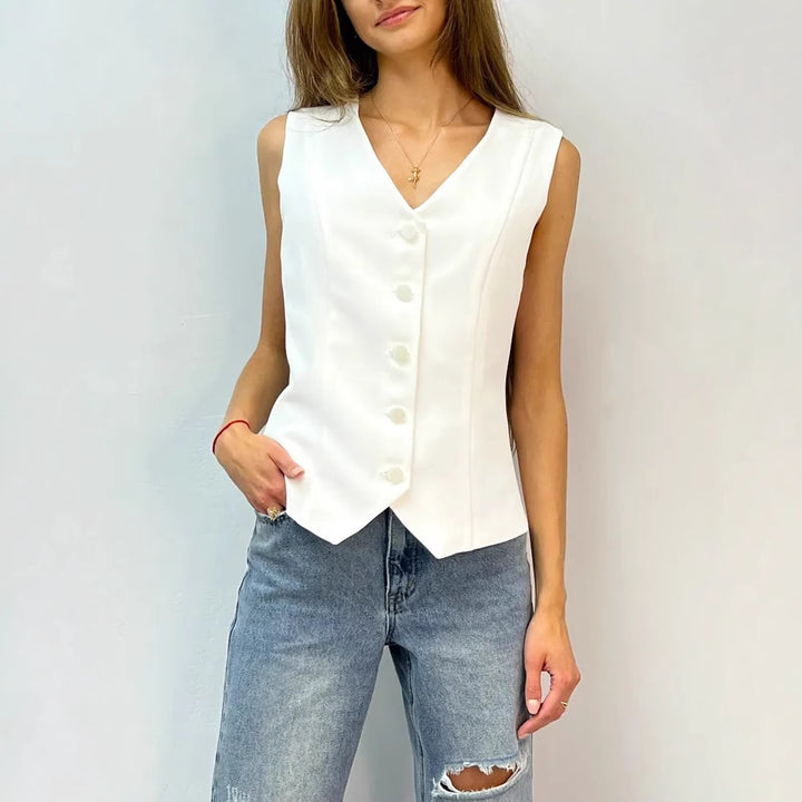 Damen ärmelloses Blusenkleid mit schmaler Passform Drune