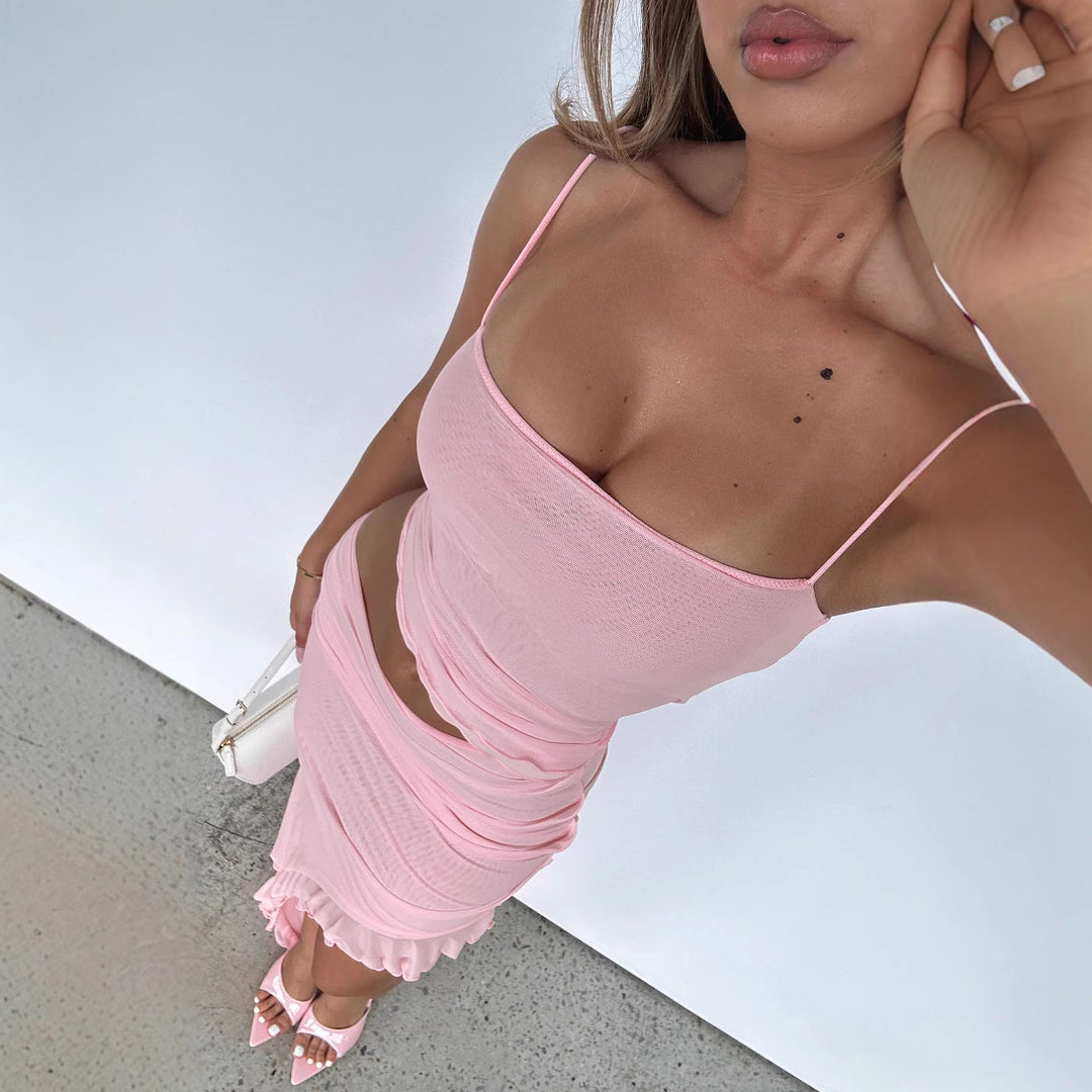 Damen Maxi-Rock mit asymmetrischem Schnitt und zarten Rüschendetails Drune