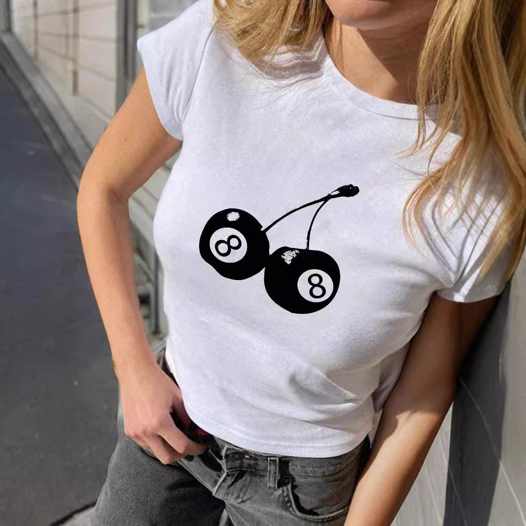 Damen Crop-Top mit floralem Grafikdruck und figurbetontem Schnitt Drune