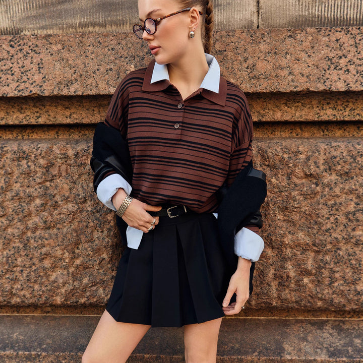 Damen gestreifter Cardigan mit lässiger Passform Drune