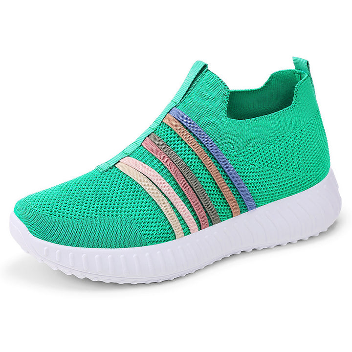 Damen nan leichte gestrickte Schlupfsneaker mit elastischen Zierbändern und stoßdämpfender EVA-Laufsohle Drune