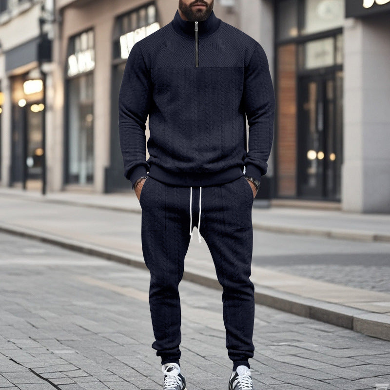 Herren nan Strukturiertes Halbzip-Sweatset mit Waffelstrick und konischer Jogginghose Drune