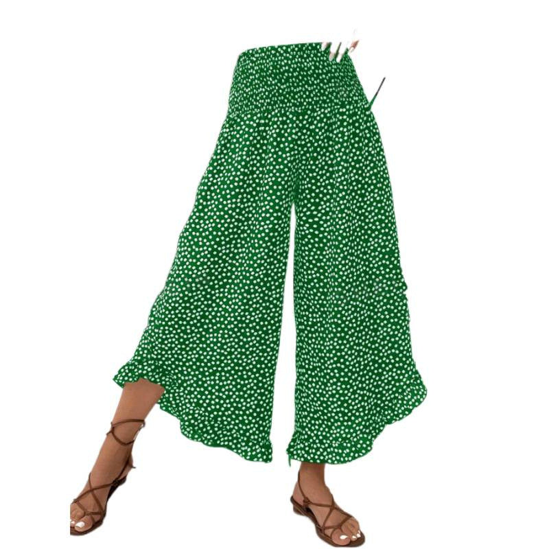Damen Freizeithose mit weitem Bein und modernem Polka-Dot-Muster Drune