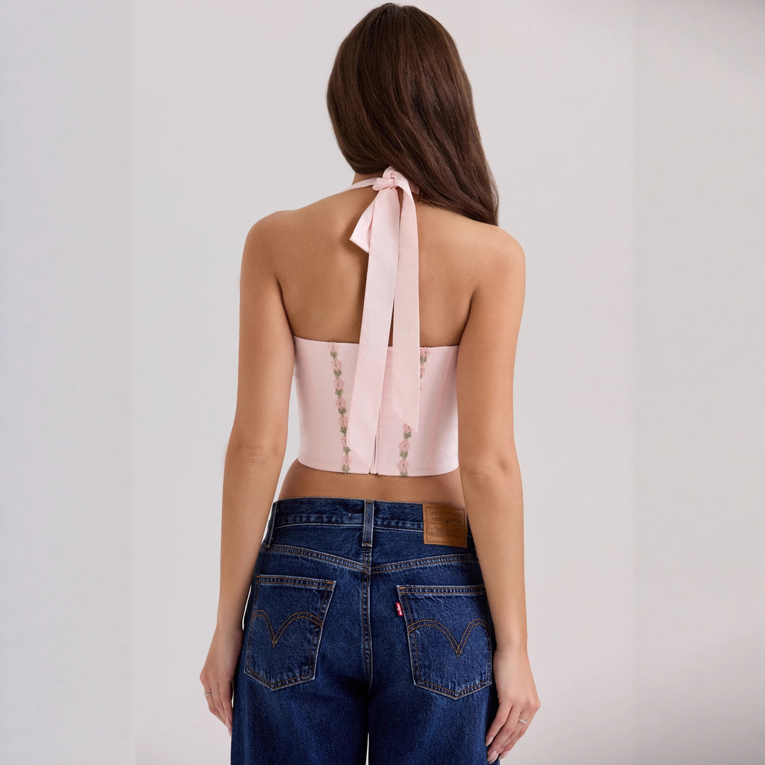 Damen Sexy Korsett-Oberteil mit floralen Akzenten Drune