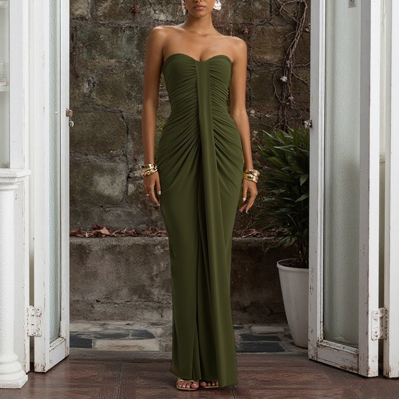 Damen figurbetontes Cocktailkleid mit Raffungen und herzförmigem Ausschnitt Drune