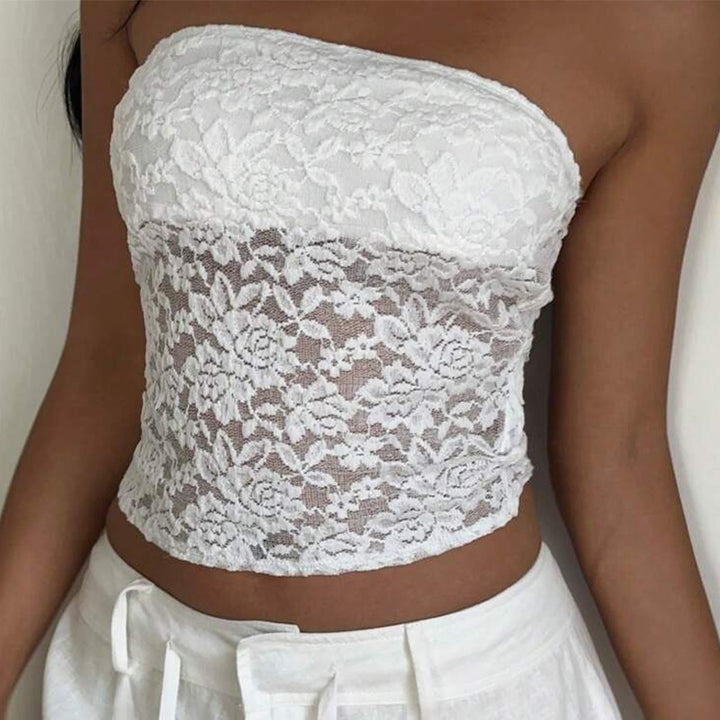 Damen Spitzen Bandeau-Oberteil Drune