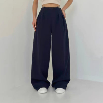 Damen High-Waist Chinohose mit dekorativem Bindeband Drune
