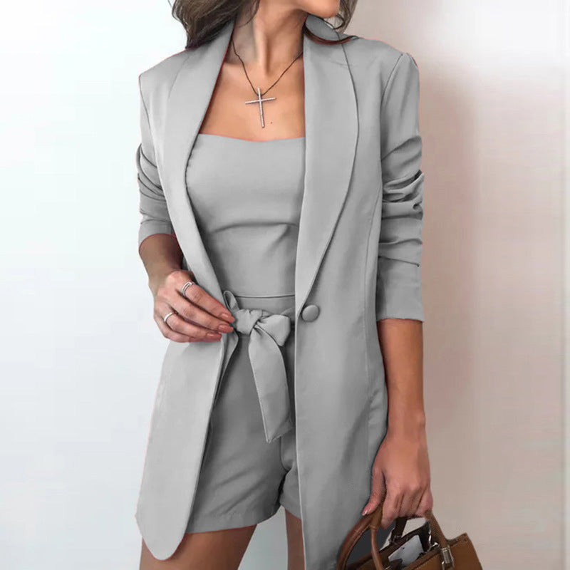 Damen Blazer-Set mit Shorts und hoher Taille Drune
