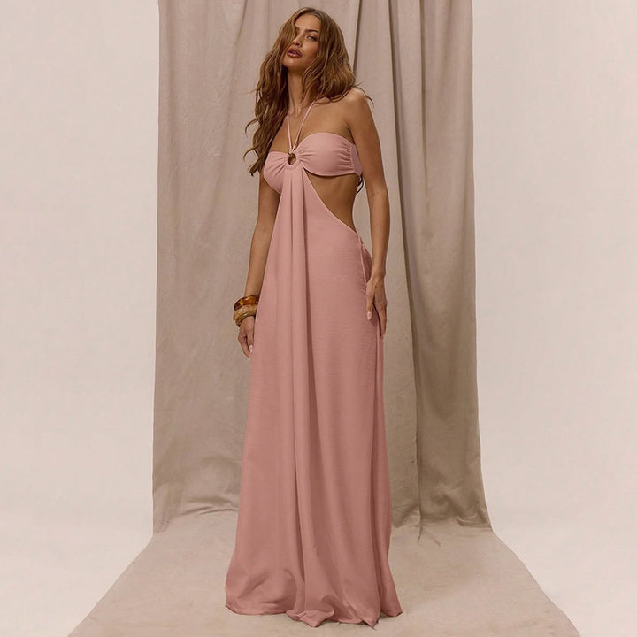 Damen Maxikleid mit seitlichem Cut-Out und Halterneck-Design Drune