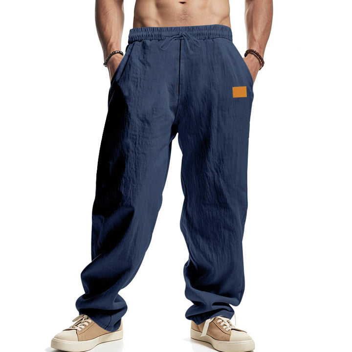 Herren lässige Leinen-Hose mit elastischem Bund und praktischen Taschen Drune