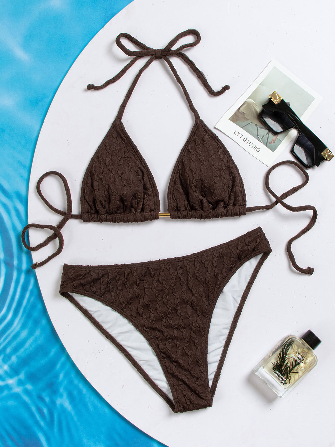 Damen Triangel-Bikini mit raffiniertem Strukturdesign und verstellbaren Trägern Drune