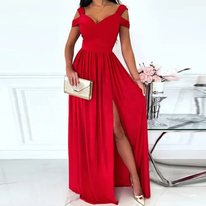 Damen Maxikleid mit Schulterträgern und elegantem Schlitz Drune