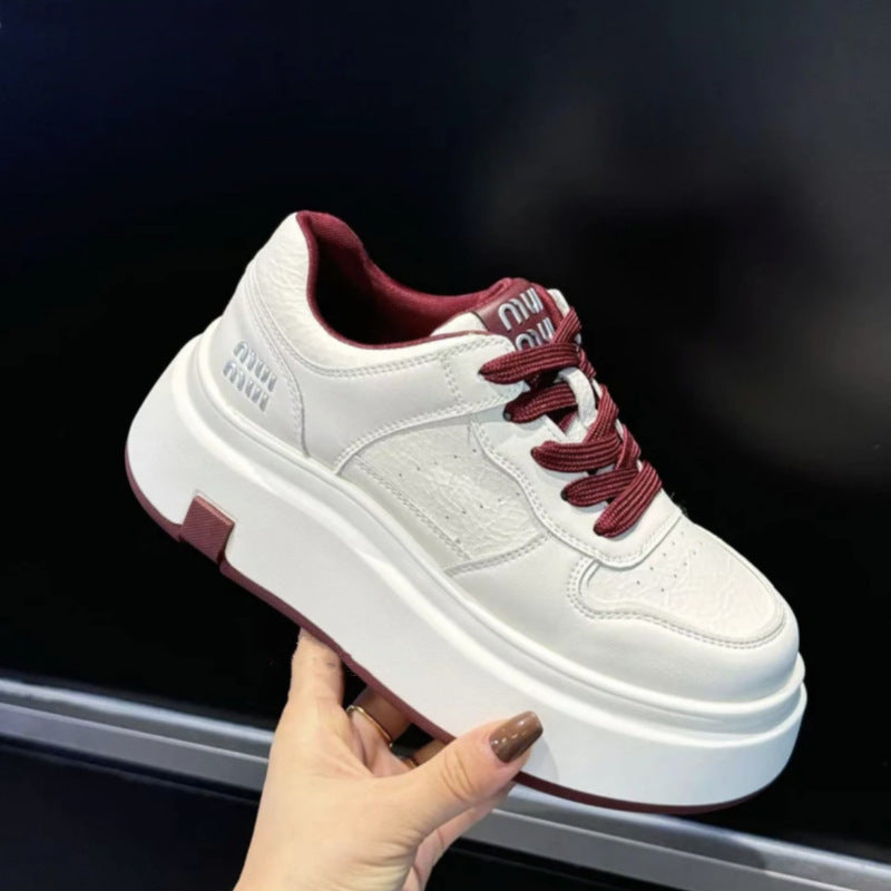 Damen Chunky Sneaker mit hoher Plattform und atmungsaktiver Obermaterialstruktur Drune