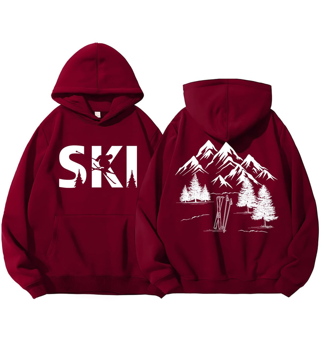 Damen Kapuzenpullover mit kunstvollem Ski-Design und gemütlicher Passform Drune