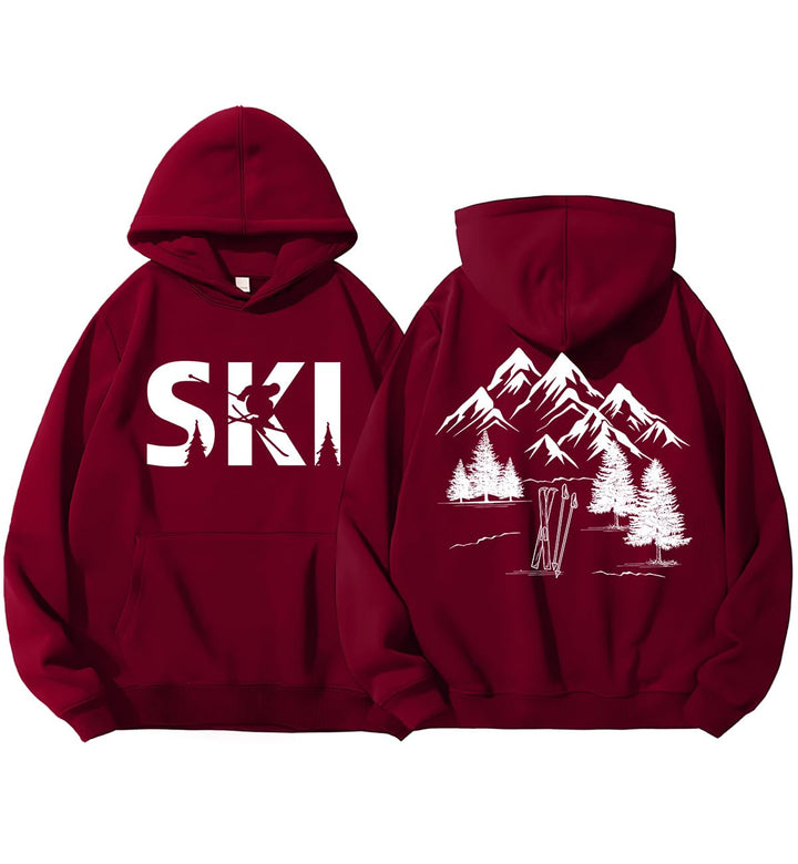 Damen Kapuzenpullover mit kunstvollem Ski-Design und gemütlicher Passform Drune