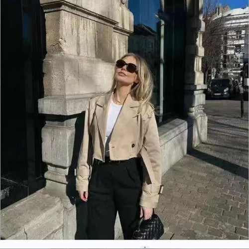 Damen modische kurze Trenchjacke Drune