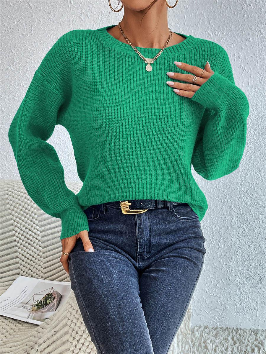 Damen lässiger Strickpullover mit lockerer Passform und eleganten Rippdetails Drune