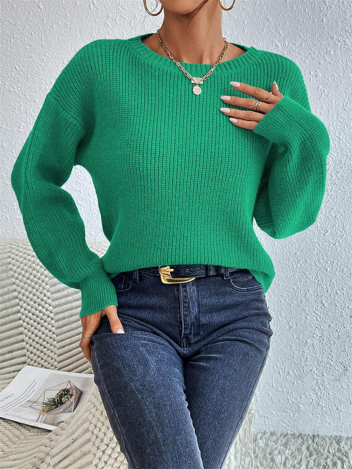 Damen lässiger Strickpullover mit lockerer Passform und eleganten Rippdetails Drune