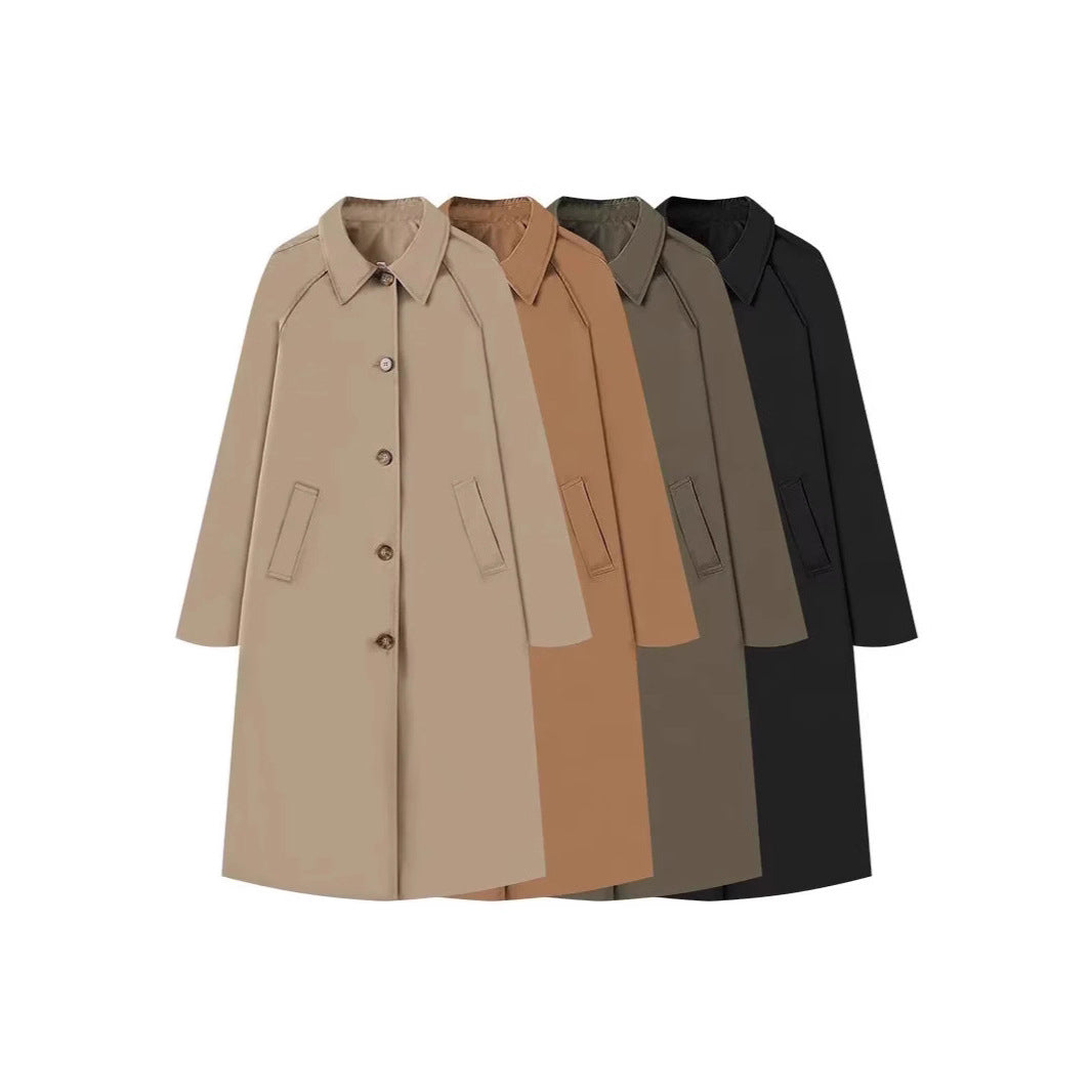 Damen modische Übergangsjacke mit elegantem Stehkragen und praktischen Knopfdetails Drune