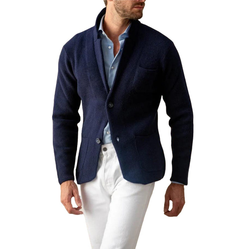 Herren modern geschnittener Strickmantel mit komfortablem Kragen und praktischen Taschen Drune