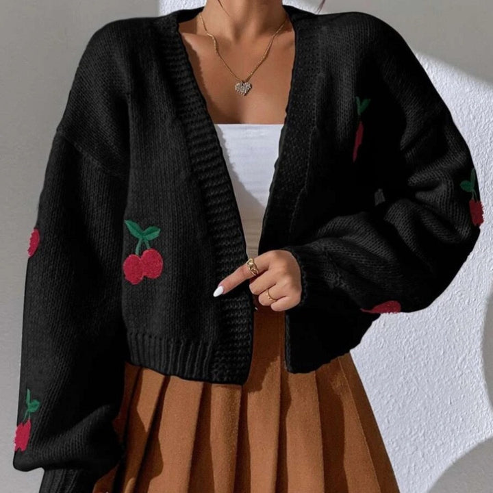 Damen Strickjacke mit floralem Design und lockerer Passform Drune