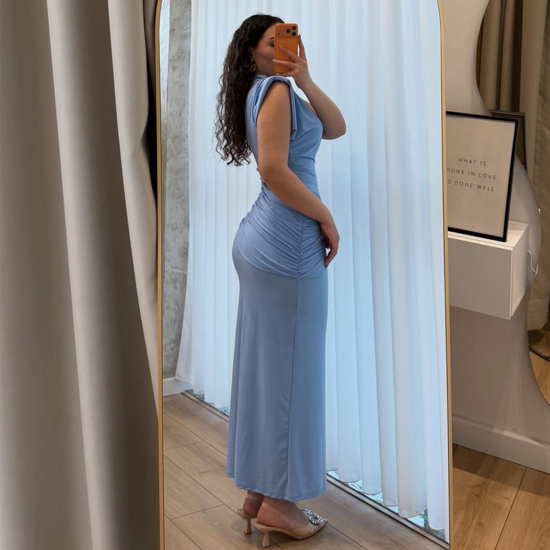 Damen Maxikleid mit raffiniertem Wickeleffekt und schmalem Schnitt Drune