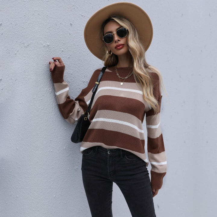 Damen gestreifter Strickpullover Drune
