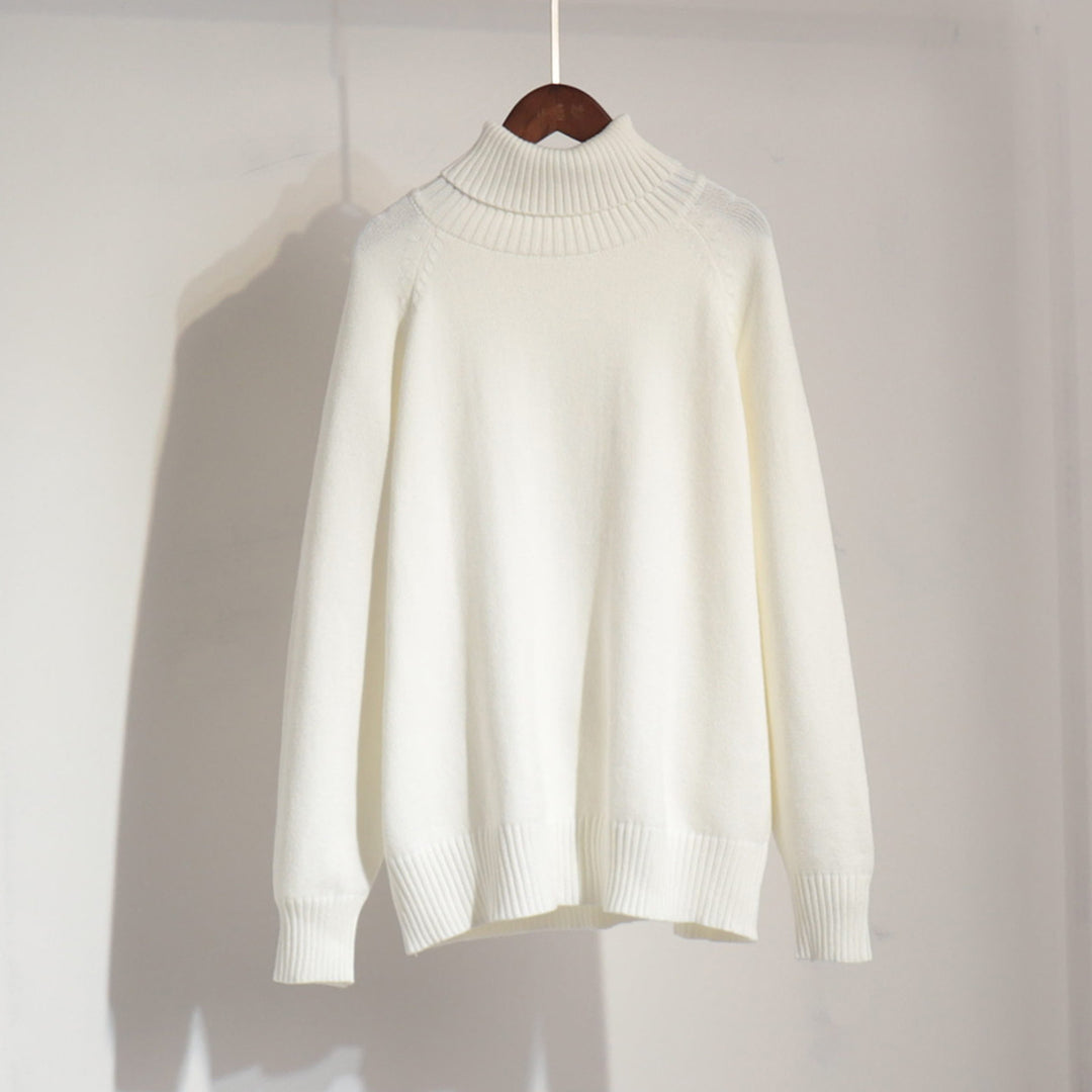Damen Unifarbenes Rollkragenpullover aus hochwertiger Wolle Drune