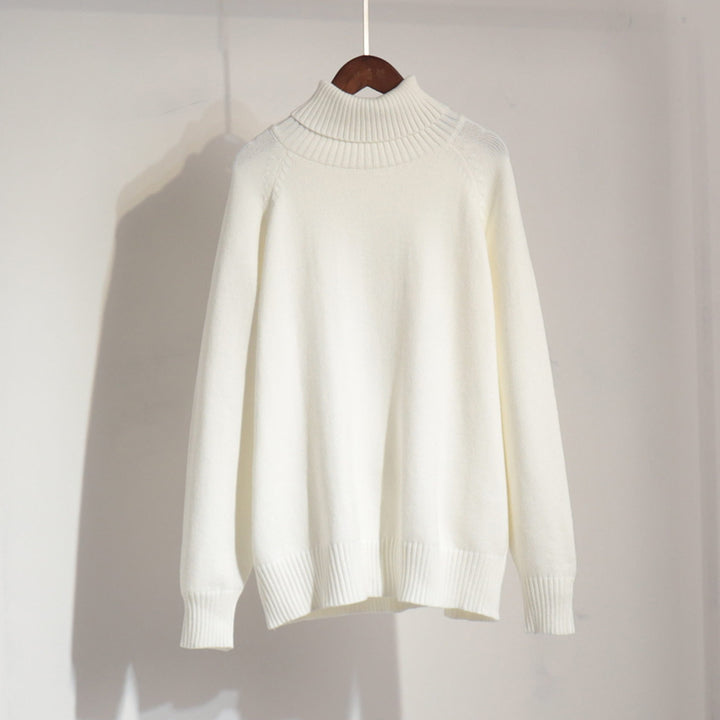 Damen Unifarbenes Rollkragenpullover aus hochwertiger Wolle Drune