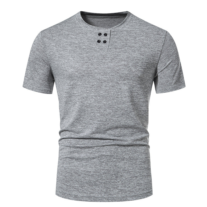 Herren modisches T-Shirt mit strukturiertem Obermaterial und asymmetrischem Kragen Drune
