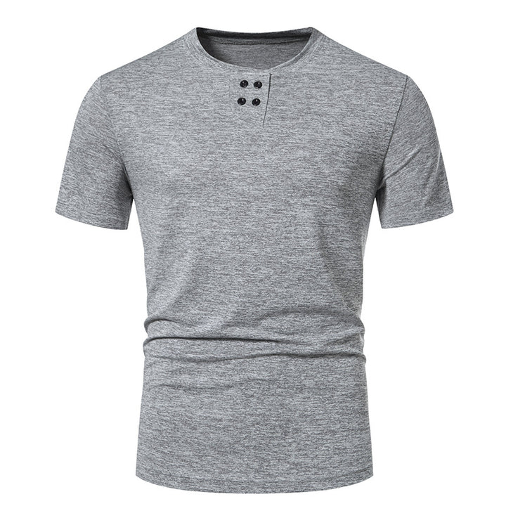 Herren modisches T-Shirt mit strukturiertem Obermaterial und asymmetrischem Kragen Drune