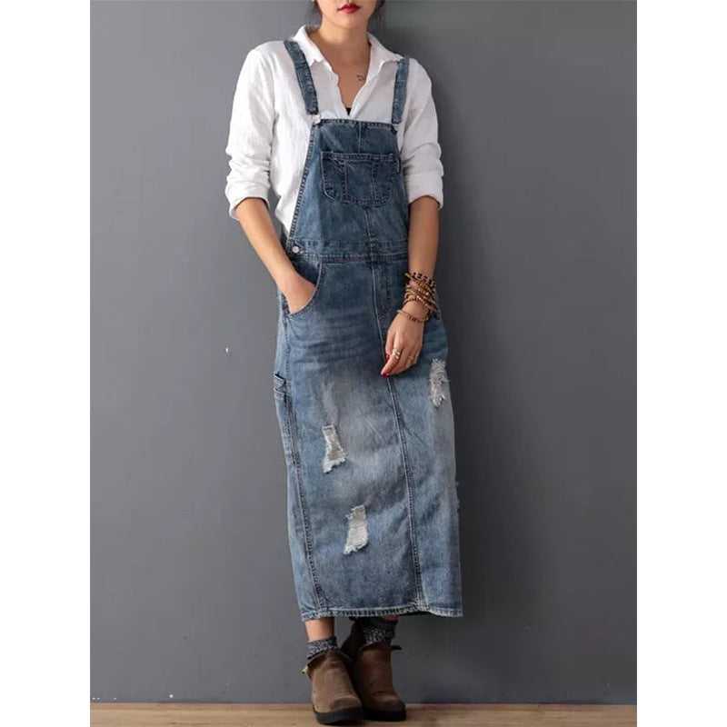Drune | Damen-Jeansrock mit Trägern